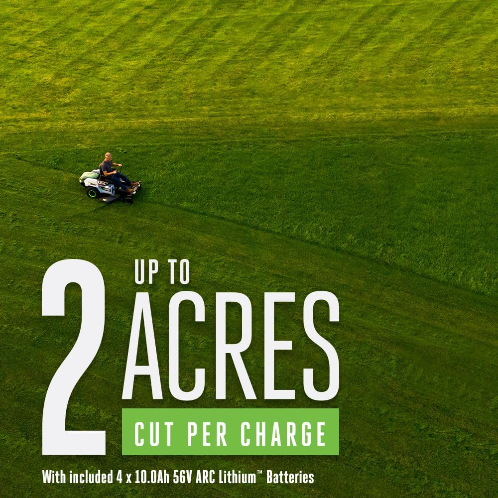 EGO Power+ Electric Riding Lawn Mower, 42" Deck with Zero Turn Radius, Includes (4) 56V 10.0Ah Batteries and Charger ZT4204L