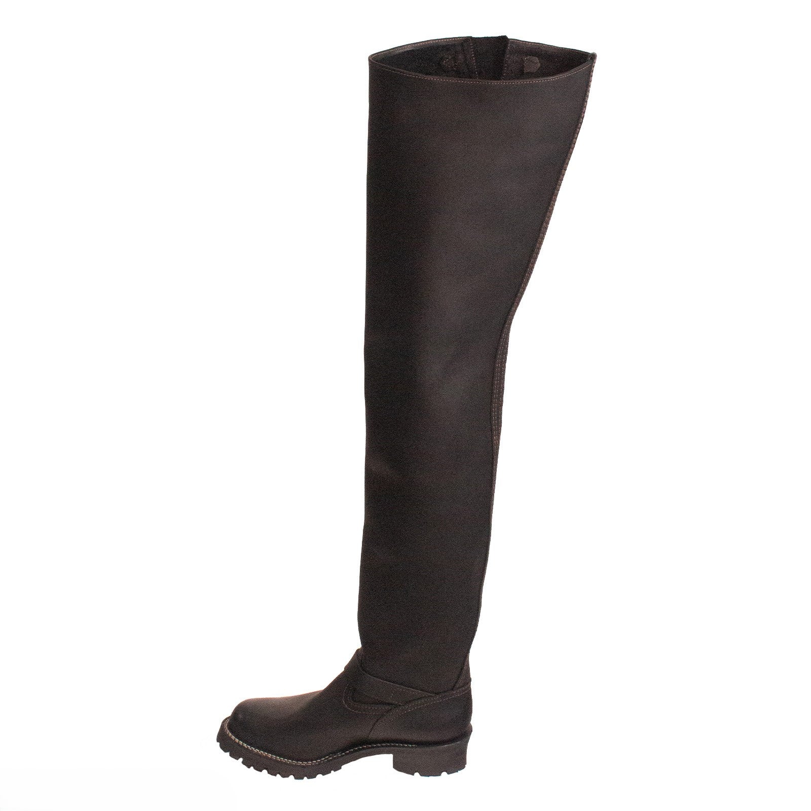 Black knee-high boot on a white background