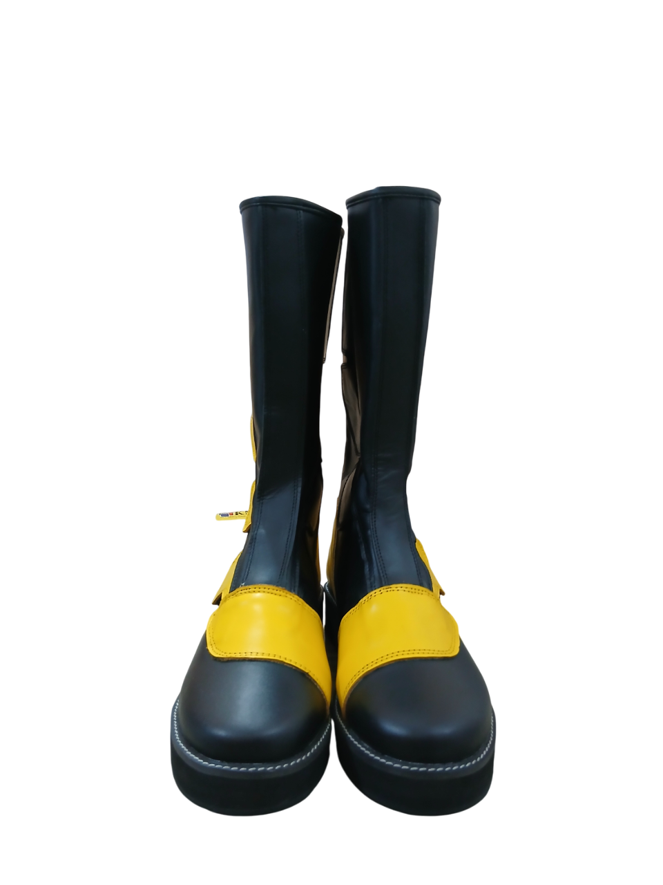 Professional black and yellow wrestling boots designed for training and ring use

